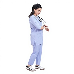 New Arrival Women Medical Scrub <b>Set</b> V Neck Nursing Uniform Breathable Polyester Spandex Hospital <b>Doctor</b> Scrubs OEM Manufacturer - Product Image 5