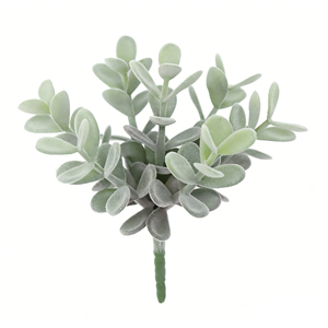 Planta Artificial Suculenta de 7 Cabezas, <span class=keywords><strong>Crassula</strong></span> Pick Blanca, Planta Artificial Flocada, Planta Artificial sin Agua, Decoración para el Hogar - Product Image 1