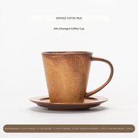 XUANHUI Tasse à café en céramique de style rustique rétro avec poignée, couleur unie, couvercle inclus, idéale pour les cadeaux d'affaires/souvenirs avec logo