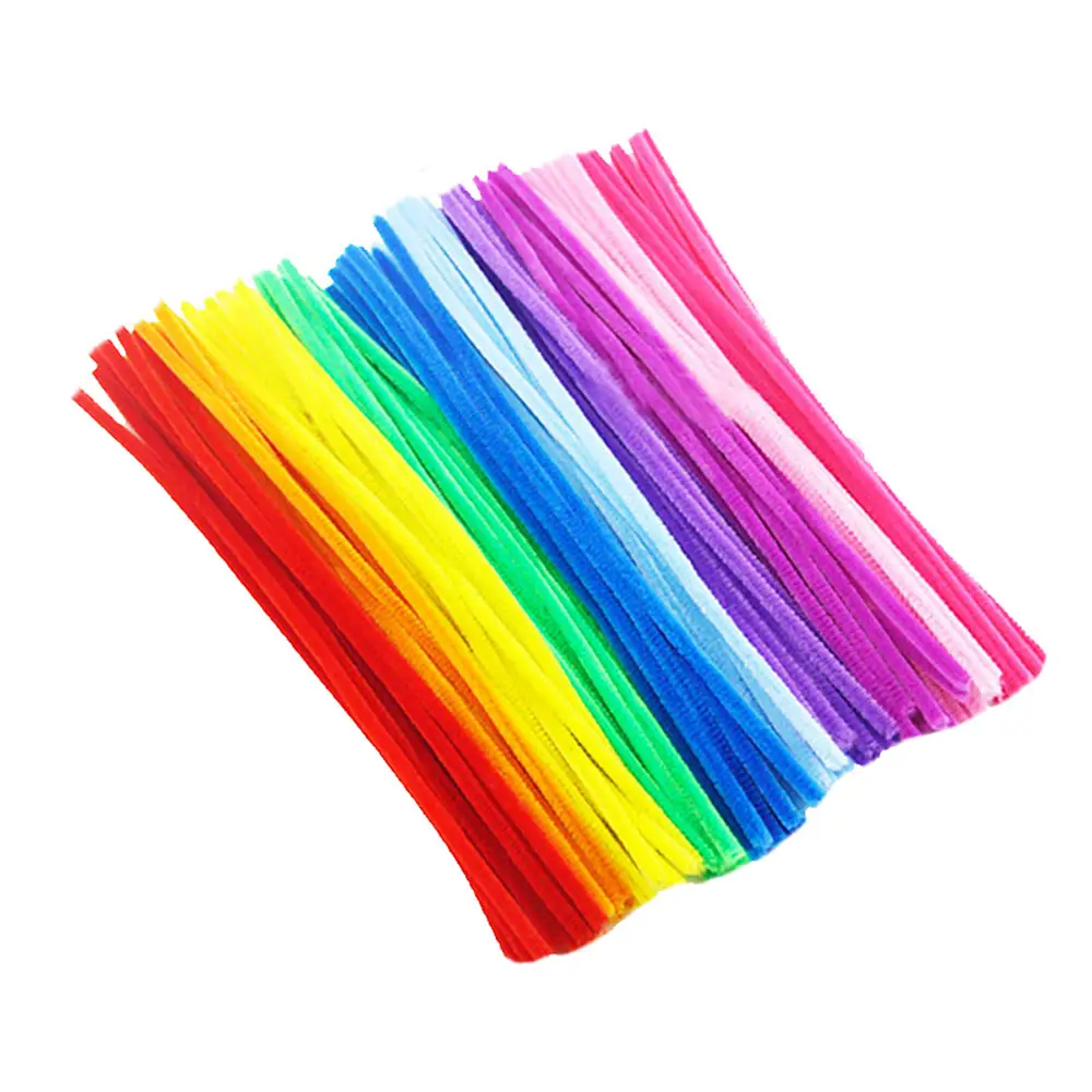 China Supplies Diy Kids Project Arts And Craft Peach Chenille Stem Colorful Pipe Cleaners Bright Mixed Color Pipe Cleaners