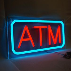 ATM neon LED transparent acrylic panel indoor bank entrance ATM indicator light ambient light <b>sign</b> luminous signage custom 12V - Product Image 1