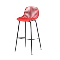 Tabouret de bar court H-393H en plastique PP vert avec base métallique pour cuisine, hauteur comptoir, fabrication usine