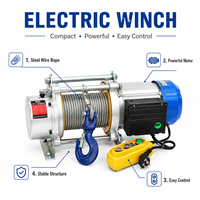 Treuil électrique à câble en acier de 8 mm, machine de levage à commande au sol, capacité de charge de 1500 kg, vitesse de levage de 14 m/min, garantie d'un an