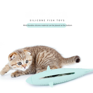 Juguete de hierba gatera de silicona para gatos, dientes molares para pescado, limpieza interactiva, cepillo de dientes, pescado - Product Image 3