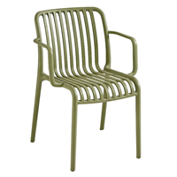 Chaises de salle à manger empilables de style nordique contemporain moderne avec accoudoirs en polypropylène PP, pour usage extérieur, écologiques et durables