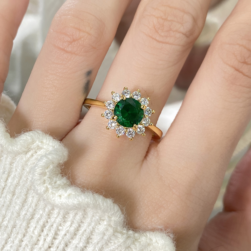 Green stone 18k plating