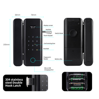 Cerradura Inteligente para Puerta de Vidrio con Huella Dactilar, Cerradura Electrónica con Contraseña para Oficina, Desbloqueo Remoto Tuya BLE NFC con Llaves