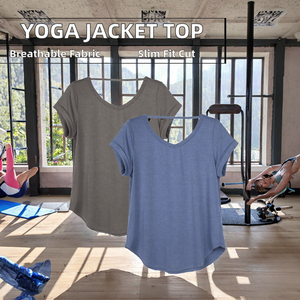 Chaqueta Deportiva Transpirable para Mujer, Cuello en V, Manga Corta, Corte Ajustado, Ropa Deportiva, Ropa de Gimnasio, Top Atlético, Top de Yoga, Ropa de Entrenamiento - Product Image 2