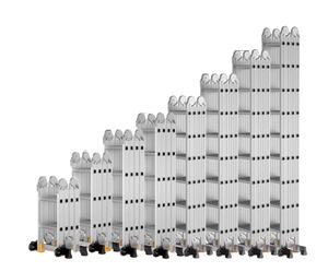 โรงงานผลิตบันไดอลูมิเนียมอเนกประสงค์แบบพับได้ 4x2 4x3 4x4 4x5 4x6 ขั้น พร้อมบานพับและล้อ - Product Image 1