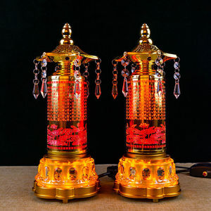 Lampe LED Sutra du Cœur, ronde, verticale, pour cérémonie religieuse, lampe éternelle à brancher pour la maison, le temple, la salle bouddhiste - Product Image 2