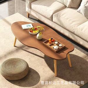 Mesa de Té Pequeña de Madera con Forma de Nube, para Uso Doméstico, Apartamentos Pequeños, Mesa de Centro Moderna y Sencilla, Madera Maciza, Móvil, para Balcón Exterior - Product Image 2