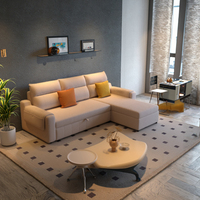 Sofá Cama en Forma de L Moderno, Tela de Alta Calidad, Tres Plazas, Forma Cuadrada con Almacenamiento, Popular para Sala de Estar