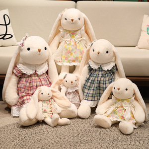 Nuovo Arrivo: <span class=keywords><strong>Coniglio</strong></span> di Peluche con Orecchie Lunghe e Gonna Floreale, Regalo di Pasqua per Bambine, Morbido Giocattolo Coniglietto con Orecchie Lunghe - Product Image 6