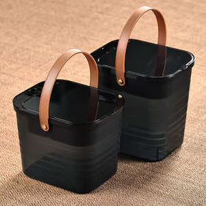 Seau à thé transparent gris avec couvercle 1-3L pour accessoires de service à thé Kung Fu, usage domestique et drainage - Product Image 1