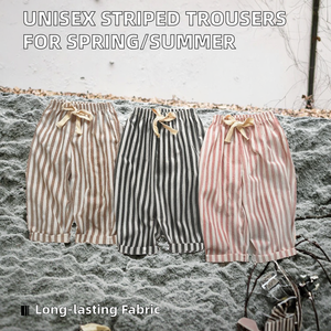 <span class=keywords><strong>Pantalones</strong></span> informales a rayas para niños y niñas, <span class=keywords><strong>pantalones</strong></span> bombachos holgados de primavera y verano con orugas con cordones, cómodos para gatear - Product Image 3