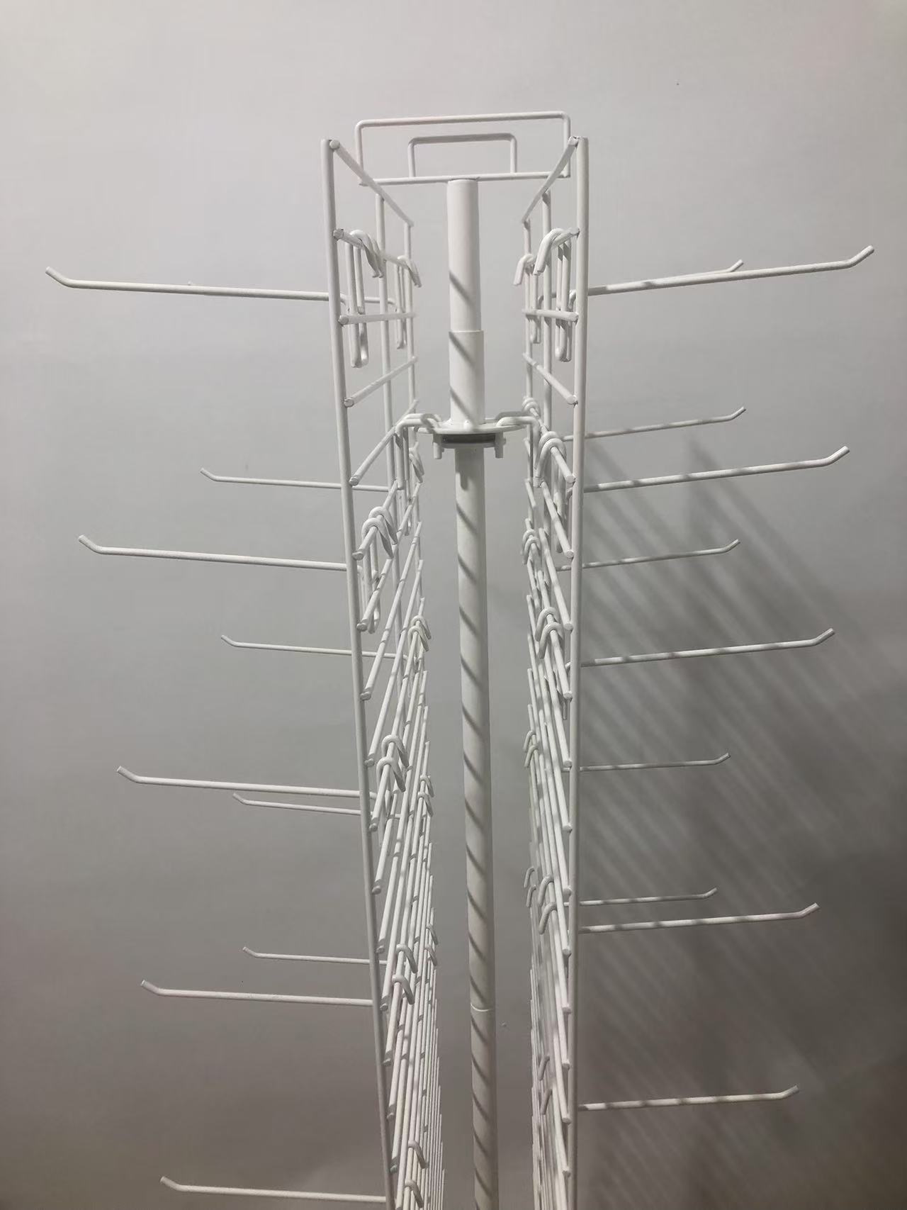 Double-side Iron Net Display Racks 360 Degree Rotation Metal Grid Gadget Display Stand with Removable Hooks and Caster — view 4