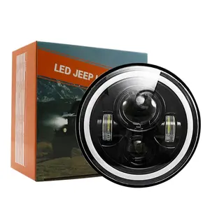 7 pouces led phares de voiture ronds Salut-lo faisceau DRL yeux d'ange led lumières pour moto 7 ''phare pour jeep wrangler jk accessoires