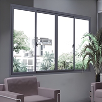 Ventana Corredera de Cocina Moderna Serie Paris 70, de Aluminio y Vidrio, Diseños Interiores/Exteriores, Tamaño Personalizado, Gris/Café