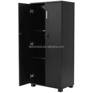 Modern 3 Shelf Black Cupboard <strong>Storage</strong> Cabinet Lockable Furniture <strong>Unit</strong> for Bedroom Kitchen School Workshop Hotel Home Office - Product Image 2