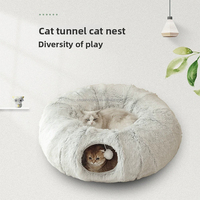 Lit tunnel pour chat en peluche chaud et confortable, populaire, pliable, en forme de donut, en forme de tube de pneu, pour l'intérieur