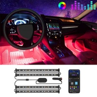 Téléphone sans fil APP Control 12 LED voiture RGB LED Flash néon voiture intérieur lumière bande voiture plancher décoratif lumières d'ambiance
