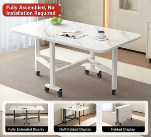 Table à manger et bureau pliants – Table rectangulaire multifonctionnelle pour petits espaces, aucun assemblage requis, portable et facile à déplacer - Product Image 3