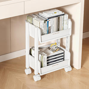 Estantería de Plástico de 3 Niveles para Debajo del Escritorio, Estante de Almacenamiento Móvil de Tres Niveles, Minimalista, con Ruedas - Product Image 1
