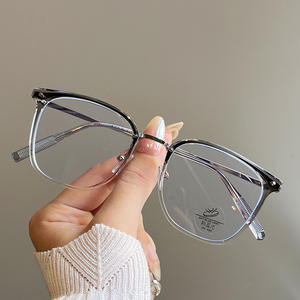 Monture de lunettes Qianai, rectangulaire, monture intégrale, TR90, anti-lumière bleue, unisexe, verres AC, protection UV - Product Image 3