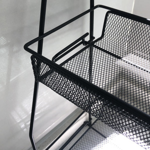 Wrought Iron Storage Rack 2 Tier Black Mesh <b>Desktop</b> Organizer For Kitchen Bathroom Stationery Books Toys - Product Image 1