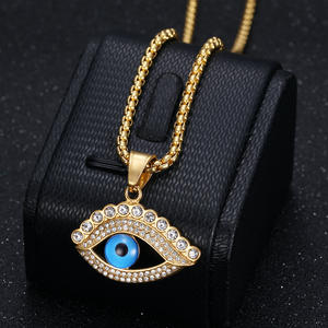 316 acier inoxydable oeil <span class=keywords><strong>d</strong></span>'<span class=keywords><strong>ange</strong></span> pendentif collier mode plaqué or Talisman Zircon religieux bijoux accessoire pour hommes fêtes - Product Image 2