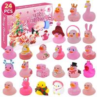 Calendrier de l'Avent en plastique jaune en forme de canard pour Noël et Halloween, boîte cadeau, mini figurine de canard, boîte mystère de l'Avent pour enfants, vente en gros