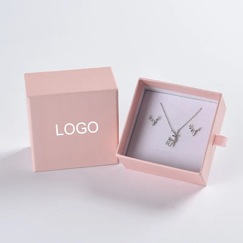 Custom Logo Jewelry Gift Box Necklace Drawing Box Slide Drawer Paper Box with Foam for Jewelry Packaging