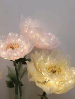 Harga Pabrik Bunga Peony Raksasa dari Organza Sutra dengan Lampu LED untuk Dekorasi Panggung Pernikahan, Pajangan Jendela Hotel, Bunga Besar dengan Lampu