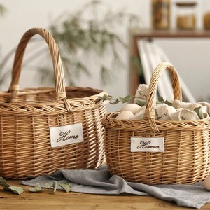 Cesta tejida de mimbre natural Bolso de senderismo al aire libre Cesta de la compra con asa de tapa Ventas directas de fábrica Baket de picnic chino - Product Image 5