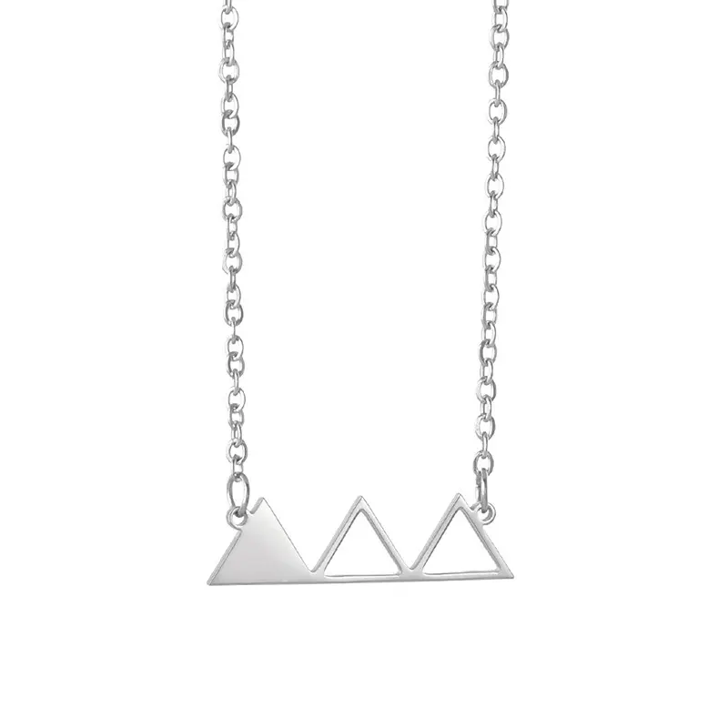 Stahl Minimalist Snowy Mountain Halskette Wandern Mountain Peak Anhänger Halsketten Schmuck Klettern Natur Outdoor Liebhaber Geschenke