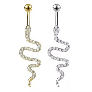 Nouveau design, <span class=keywords><strong>piercing</strong></span> de <span class=keywords><strong>nombril</strong></span> en forme de serpent, barre en acier inoxydable, bijoux de corps pour femmes, <span class=keywords><strong>piercing</strong></span> de <span class=keywords><strong>nombril</strong></span> en cristal pour femmes - Product Image 6