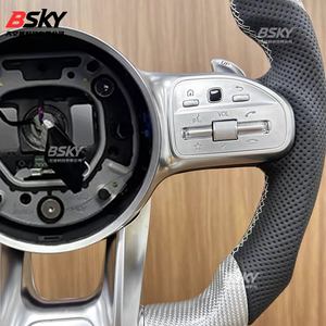 Volant en fibre de carbone blanche personnalisé avec LED, adapté aux Mercedes Benz W213 W463 W223 G63 E63 E205 GLA300 GLS A45 <span class=keywords><strong>AMG</strong></span> C43 <span class=keywords><strong>AMG</strong></span> - Product Image 4