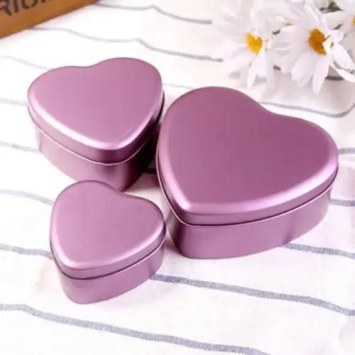 wholesale metal packaging heart shaped candle tin custom color heart shaped candle jars containers with window