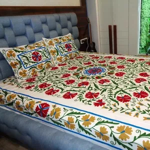 Pamuk Suzani atmak battaniye nakış yatak çarşafı yatak örtüsü Suzani nakış, Uzbek Suzani, Suzani duvar asılı