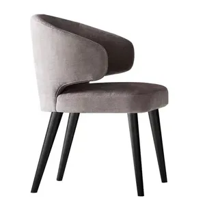Fauteuil de salle à manger chic en velours beige pour espaces contemporains - Product Image 1