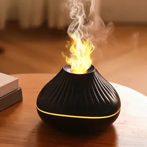 Humidificador de llama de volcán de 160ml, difusor de Aroma de aceite eléctrico volcánico ultrasónico con efecto de llama de Color Led para oficina en casa
