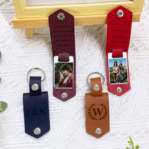 Porte-clés personnalisé en cuir PU avec cadre photo par sublimation, gravure de logo, cadeau promotionnel pour la famille, l'amoureux, accessoire - Product Image 2