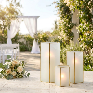 Candelabros de Cristal Esmerilado con Marco de Latón para Decoración del Hogar y Bodas - Product Image 5