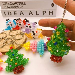 DIY Handmade Beaded Santa Claus Keychain Crystal Christmas Key Chains Charm Handicrafts Christmas Gifts Christmas <b>Tree</b> Keychain - Product Image 3