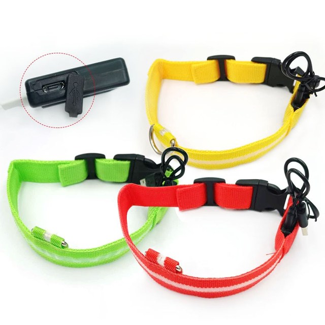 Factory Wholesale USB Rechargeable LED Lighted Pet Dog Collar