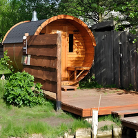 Sauna Traditionnel en Bois Massif de Cèdre et de Pruche pour Extérieur, avec Chauffage à Bois 9KW pour Vapeur Humide/Sèche - Offre Spéciale