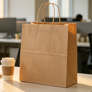 Fournisseur direct d'emballages alimentaires recyclables en papier kraft brun pour les restaurants et les boulangeries, sacs en papier kraft <span class=keywords><strong>à</strong></span> fond carré, usine de fabrication - Product Image 1