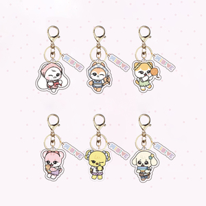 Porte-clés et pendentif de sac en acrylique avec impression UV, personnalisé, motif dessin animé créatif du groupe féminin étranger IVE, accessoire souvenir star tendance - Product Image 2