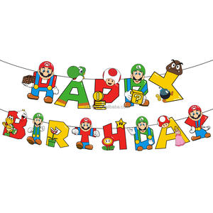 Bonito cumpleaños de los niños <span class=keywords><strong>Mario</strong></span> telón de fondo Banner Cake Topper globos <span class=keywords><strong>Mario</strong></span> <span class=keywords><strong>Bros</strong></span> suministros de fiesta de cumpleaños favores decoraciones - Product Image 2