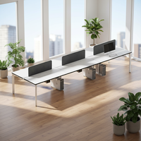 Poste de travail de bureau moderne, modulaire, extensible et personnalisable, 2/4/6 places, avec bureaux en cluster face à face, en bois de qualité E0